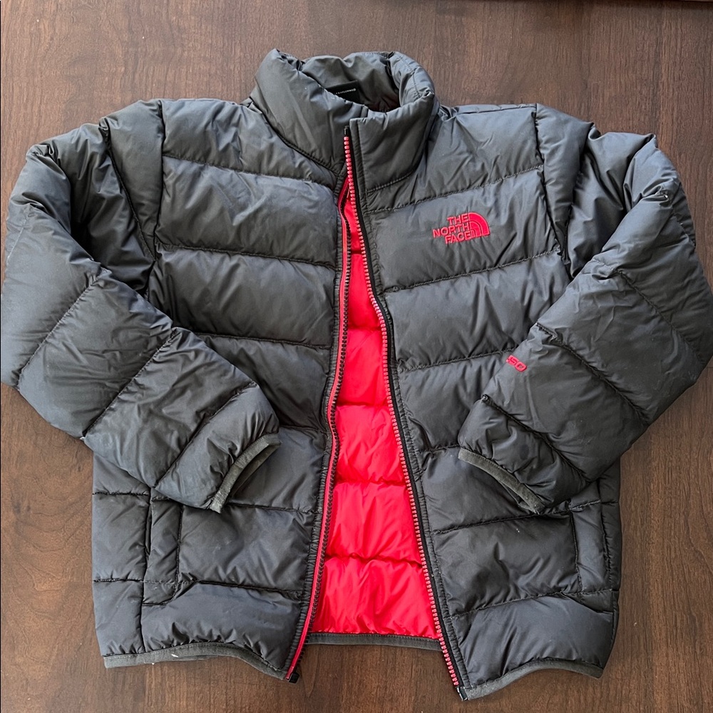 The North Face Kids Puffer Jacket - Charcoal and Red
